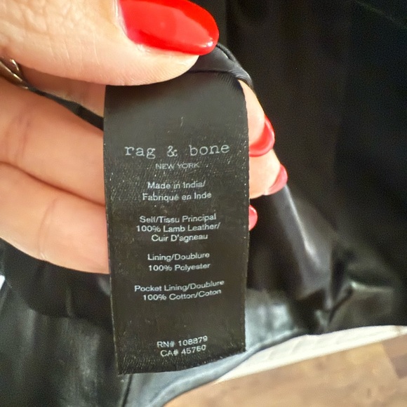 Rag & Bone Black Leather Biker Jacket - Picture 3 of 5